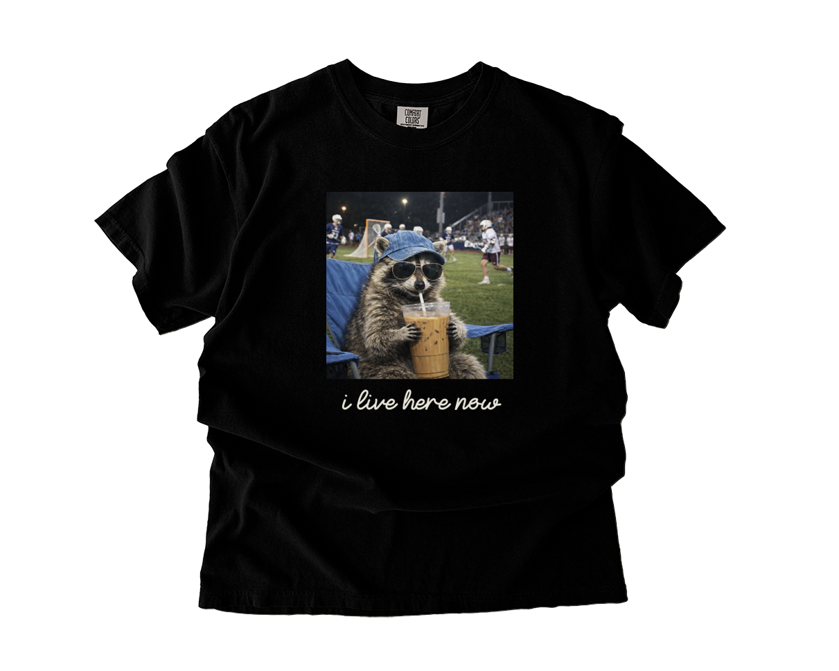 Adult T-Shirt Lacrosse Racoon