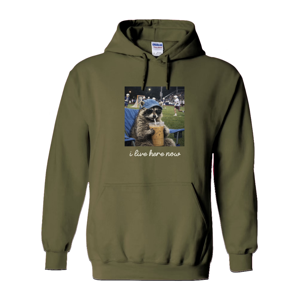 Adult Hoodie Lacrosse Racoon