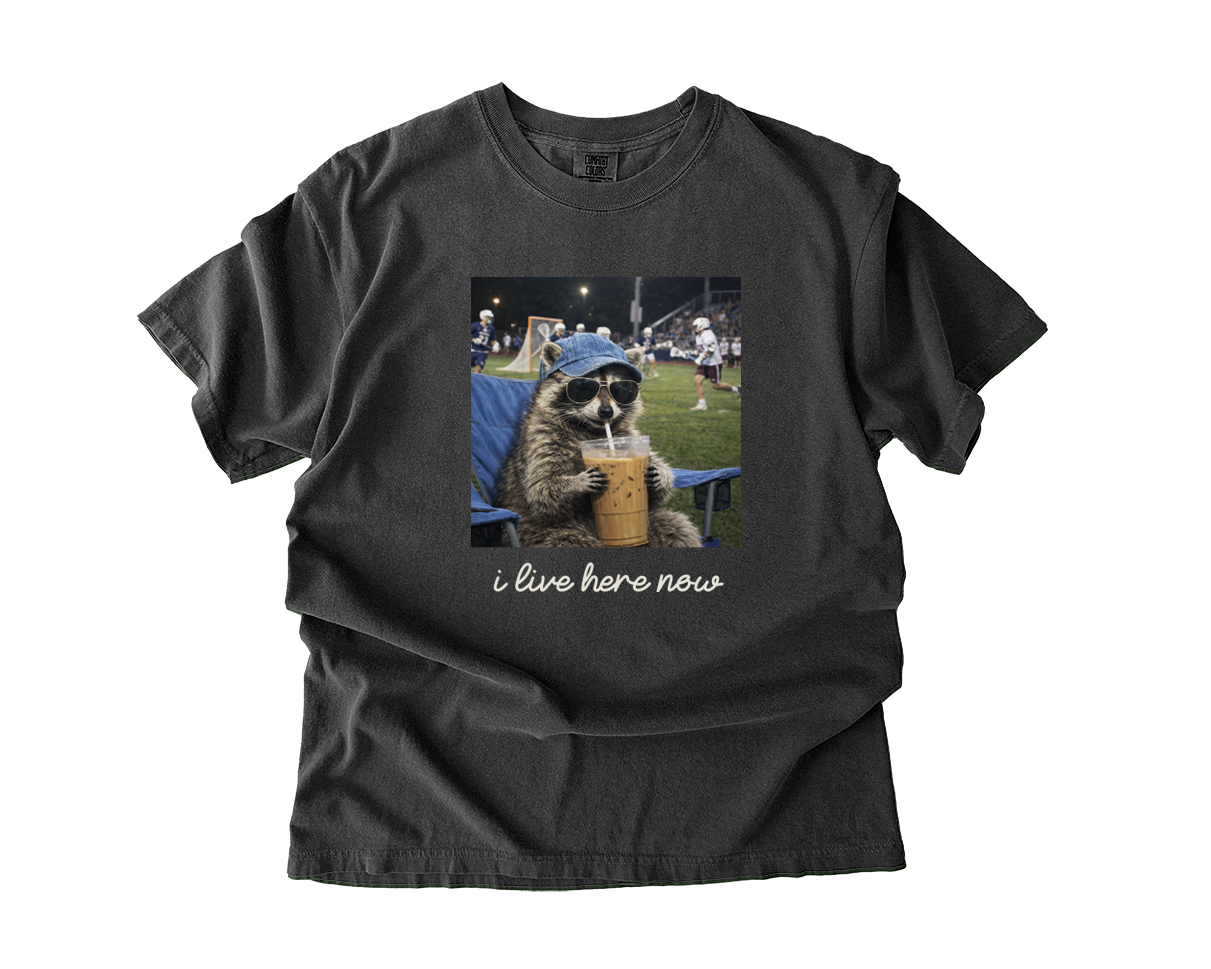 Adult T-Shirt Lacrosse Racoon
