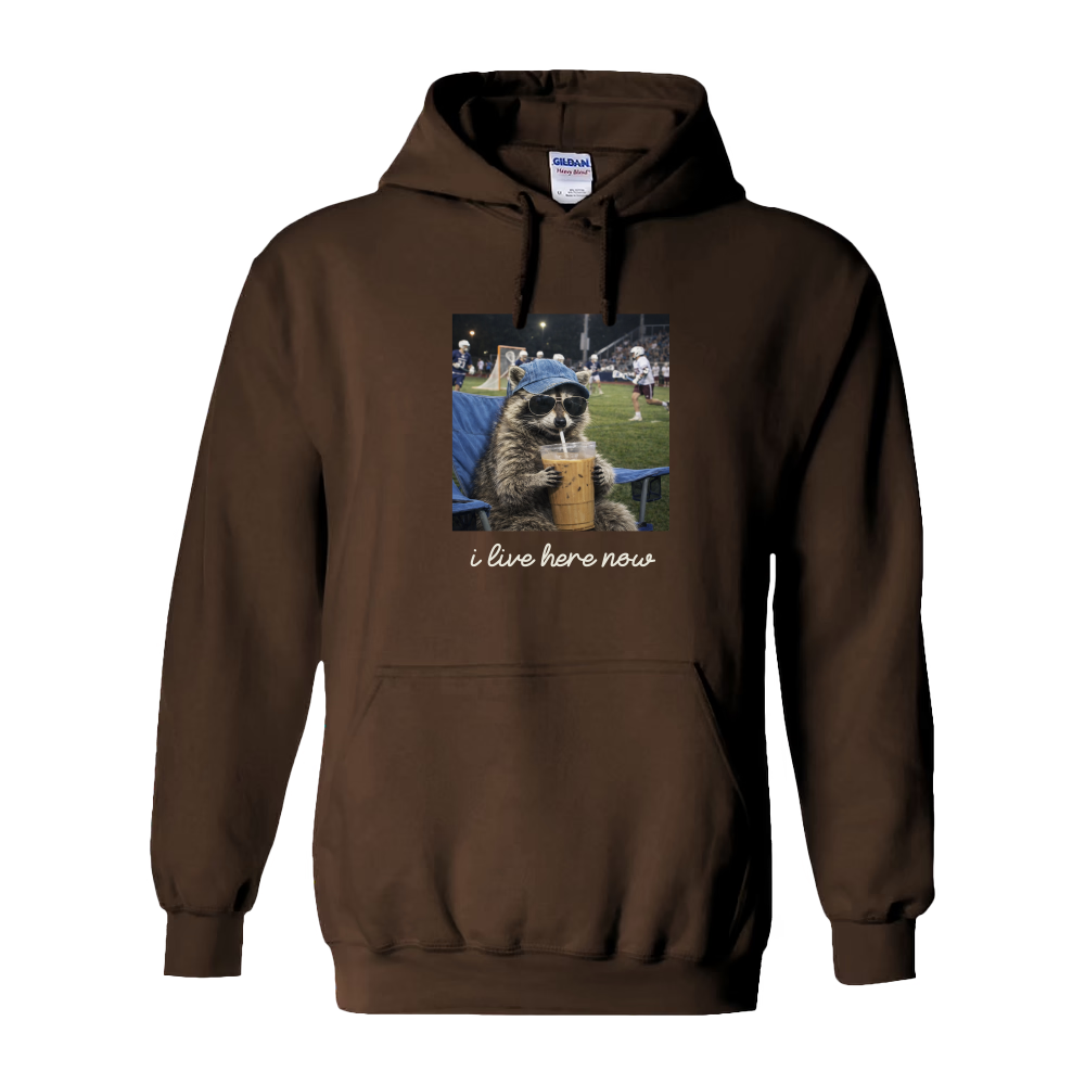 Adult Hoodie Lacrosse Racoon