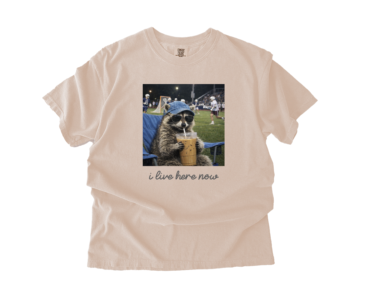 Adult T-Shirt Lacrosse Racoon