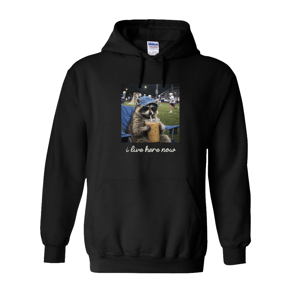 Adult Hoodie Lacrosse Racoon