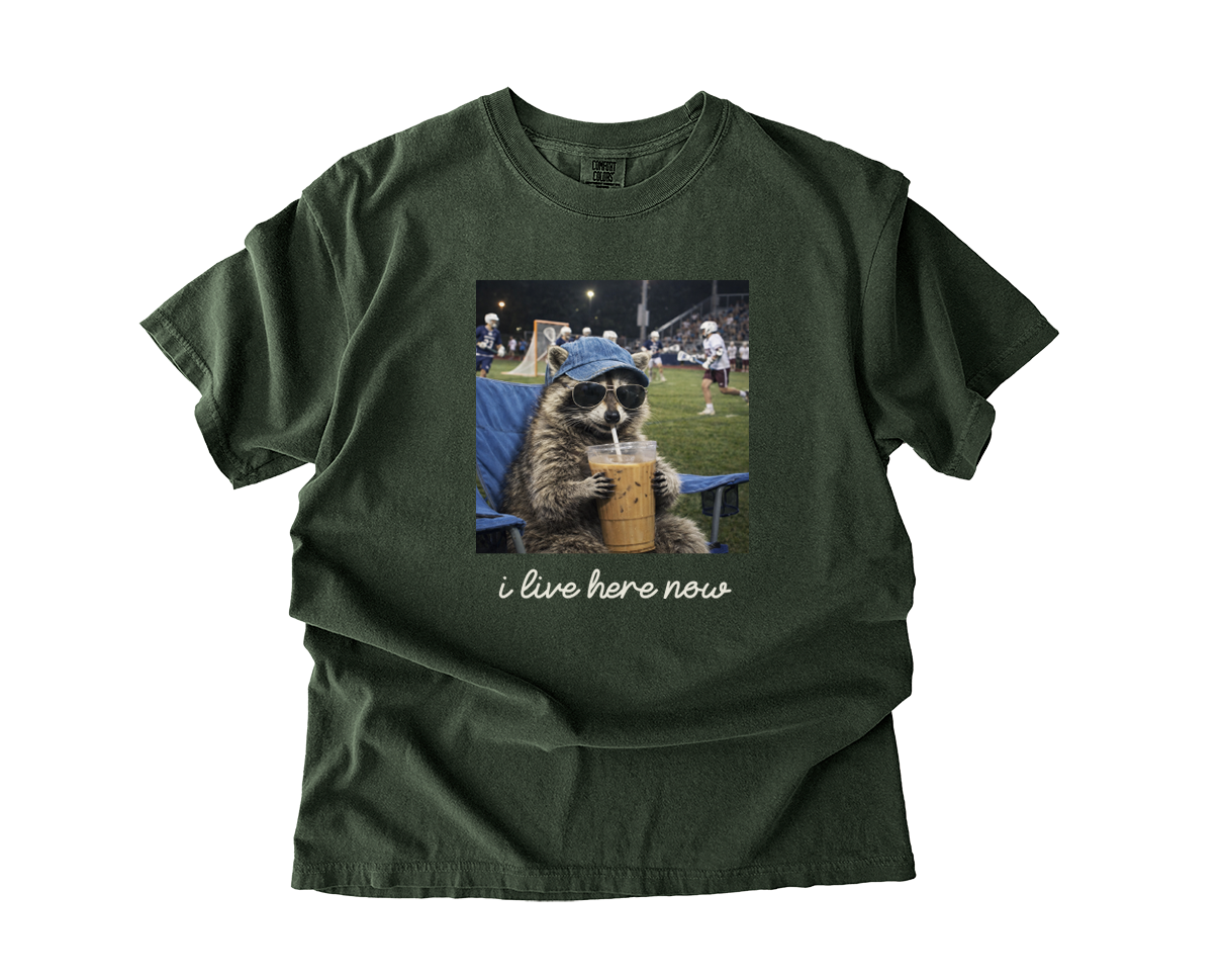Adult T-Shirt Lacrosse Racoon