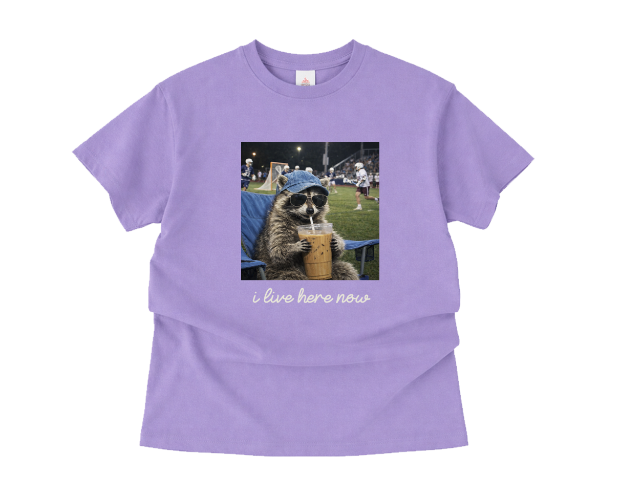Adult T-Shirt Lacrosse Racoon