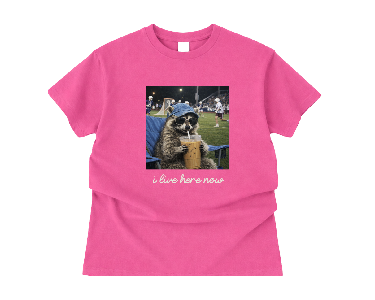 Adult T-Shirt Lacrosse Racoon